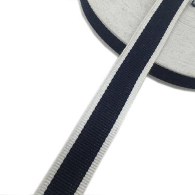 China High Quality Viable Custom LOGO Navy White Striped Cotton 1CM Strap for sale