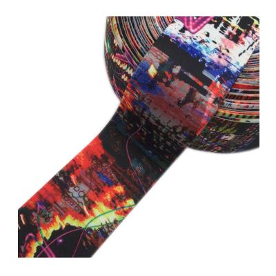 China Factory direct sale heat transfer printable high elastic sublimation custom printed logo polyester elastic band for sale