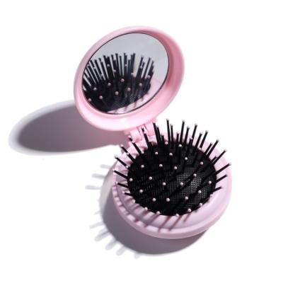 China Wholesale High Quality Ladies Pocket Travel Folding Portable Massager Home Styling Hair Brush With Mirror for sale