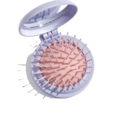 China Customized Ladies Home Care Professional Scalp Folding Hair Comb Pocket Massage Comb With Mirror for sale