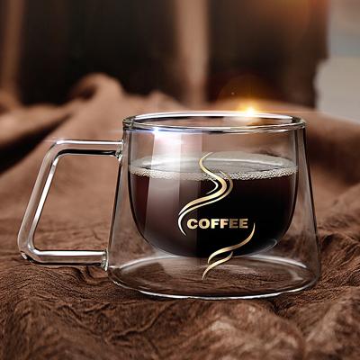 China Disposable Creative European-style Transparent Double-layer Cup Glass Milk Juice Office Gift Coffee Mug for sale