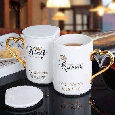 China 2pcs/set Creative Viable Couples Mug Valentine Gift Coffee Milk Water Ceramic Light Cup Lover Wedding Anniversary Party Gift Cup Set for sale