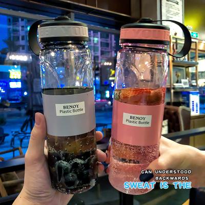 China New Simple Transparent Portable Plastic Water Bottle 350/550ml Student Water Cup Children Man Woman Plastic Milk Coffee Cup for sale