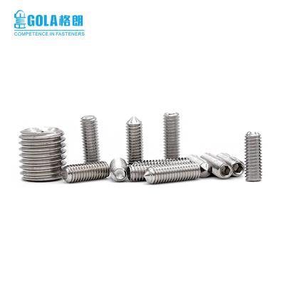 China Hexagon Socket M3 M4 M5 M6 M8 M10 M12 Stainless Steel Headless Thread Worm Screws Flat Point Hexagon Socket Set Screws for sale