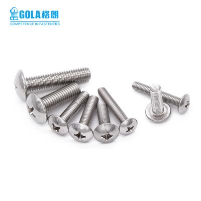 China Mushroom 304 Stainless Steel Truss Head Machine Screw M3 M4 M5 M6 M8 Cross Recessed Mushroom Head Screw for sale