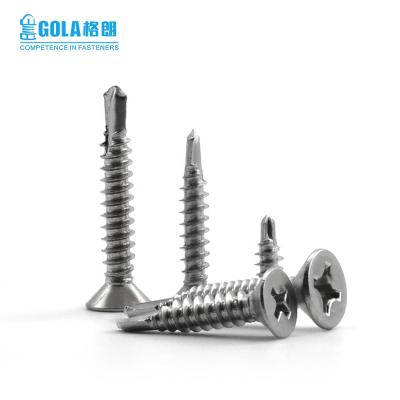 China Hardware Products SS316 304stainless Steel Flat Head Drill ST4.2 Shank Tapping Screw for sale