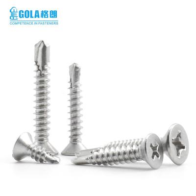 China Stainless Steel CSK Flat Head Self Drilling Phillips Cross Screw Recessed Flat Head Self Drill Screw for sale