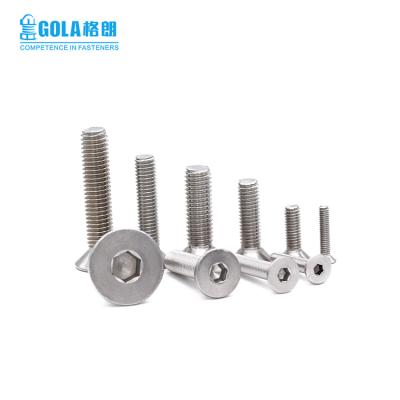 China 304/316 M5 M6 M8 M10 M12 304 STAINLESS STEEL Flat Head Hex Socket Machine Screw Bolt for sale