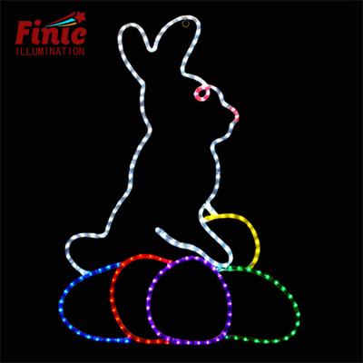 China Commercial Festival Neon Lamp Rope Frame Metal Use FINIC IP65 Outdoor Mall Square Park Led 2D Easter Bunny Motif Light for sale