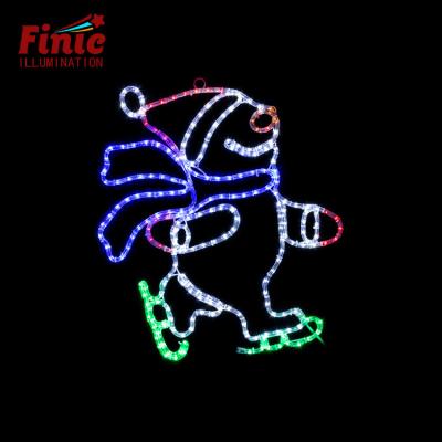 China Commercial Use FINIC Metal Frame Rope Light IP65 Holiday Christmas Mall Outdoor Square Snowman All 2D Led Pattern Light for sale