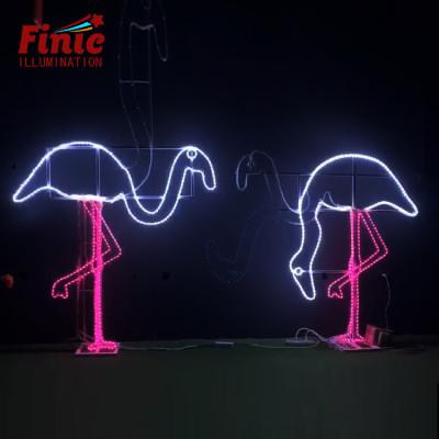 China Commercial use FINIC decoration IP65 luminous dynamic waterproof outdoor park square 2D flamingos pattern led light for sale