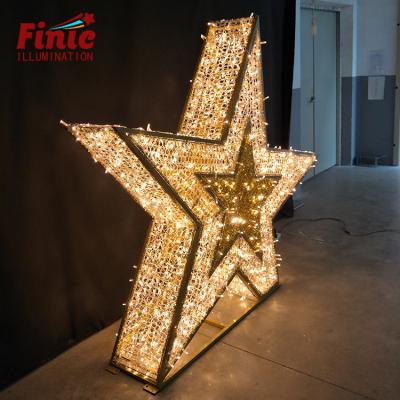 China Commercial Use FINIC Design Metal Frame Unique Star Pattern Light Holiday Christmas Decoration Waterproof Lighting for sale