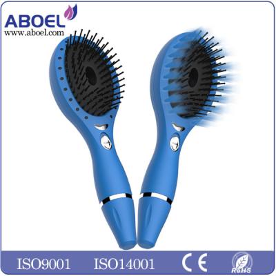 China Professional Ionic Hair Brush Blue Rubber Massager Anion Vibrating for sale