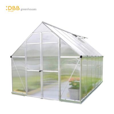 China Easily Assembled 8x12 Galvanized Steel Base Indoor Greenhouse Aluminum Frame House Greenhouse for sale