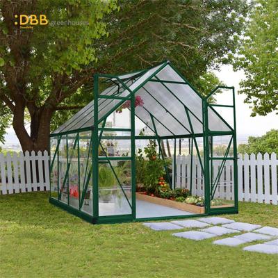 China Easily Assembled Outdoor Growing Greenhouse 8x8 PVC Coated Greenhouse Plant Garden Luxury Aluminum Greenhouse for sale