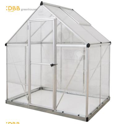 China Easily Assembled 6x4Ft Shatterproof Polycarbonate Panels Aluminum Profiles Mini Garden Greenhouse for sale