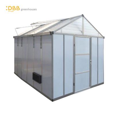 China Easily Assembled Tiny Heavy Duty Aluminum Polycarbonate 8x12 Aquaculture Grow Greenhouse for sale