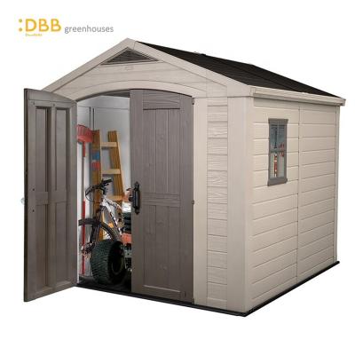 China China Manufacturer 4 Conduits Easily Assembled Plastic Tool Shed Double Outdoor Storage Shed Garden House for sale