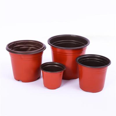 China Factory Price Bump-Resistant Plastic Flower Plant Pots Flower Red Large Garden Plastic Wholesale Flower Pots for sale