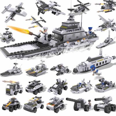 China Toy 8in1 Cogo Military Aircraft Helicopter Tank Warship Tanks Fighting Vehicle Car Building Block Toy For Boys Gift 13007 for sale