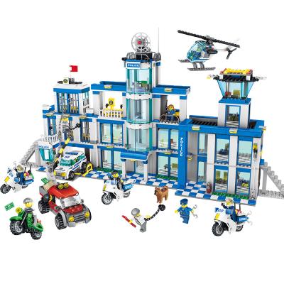 China Toy City Police Station Block Building Block Helicopter Prisoner Helicopter Scene Model Bricks Education Toys for sale