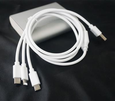 China Mobile Phone 3 in 1 Date Cable Type C Universal Mobile Phone Charger USB Cable for sale