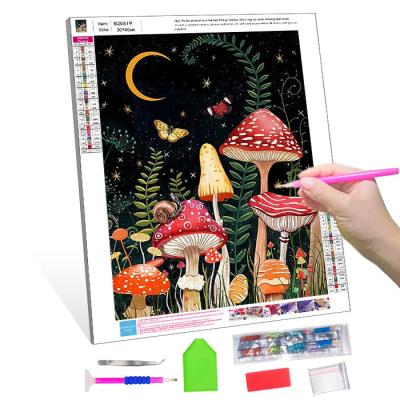 China New Adult Exercises DIY 5D Diamond Painting Custom Oil Painting Mushroom Classic/Postmodern Wholesale Full Diamond Embroidery for sale