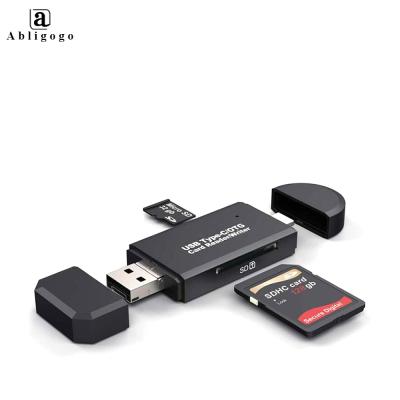 China Desktop Top Supplier 3 in 2 USB 2.0 Type C Micro Universal TF/SD Card Reader for Smart Phone Computer for sale