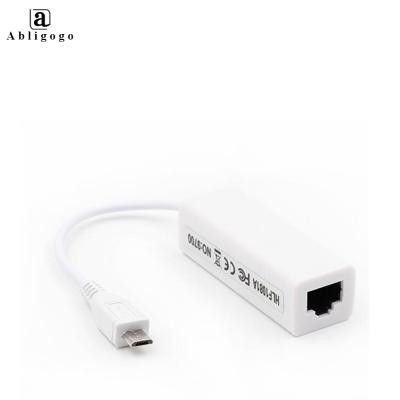 China Top Supplier Ethernet 2.0 Micro Micro USB To Ethernet RJ45 Ethernet Adapter Network Card For Windows 7/8/10 Android for sale