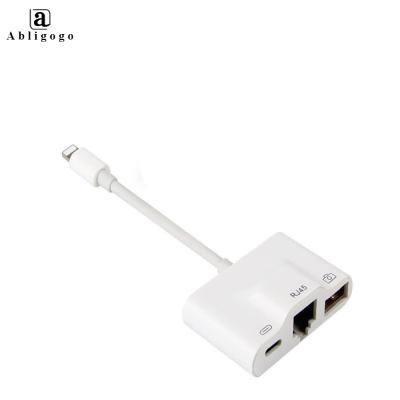 China LAPTOP Top Provider 1000mbps OTG Ethernet USB Adapter for Lightning to RJ45 LAN Gigabit Wired Network USB Camera Adapter for iPhone for sale