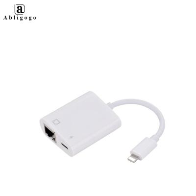 China LAPTOP Supplier RJ45 Top Ethernet LAN Wired Network Adapter Converter with Lightning Billing iPhone 12 11 Pro Max XS Max XR iPad for sale