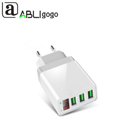 China Top 3 LED Display Phone Left Charger Spplier USB Wall Charger Max 3.4A 3 Port Fast USB Charging for sale