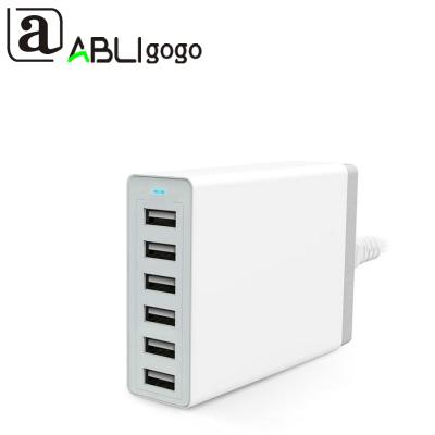 China High Quality Mobile Phone Top Spplier Travel Fast 6 Ports USB Wall Charger 10A 50W Adapter For Phone Charger for sale