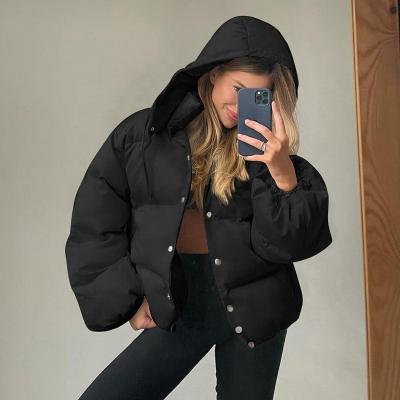 China Viable Women's Winters Coats Loose Oversized Winter Bomber Jacket Women Cotton Hooded Thick Parka Jackets 2021 for sale