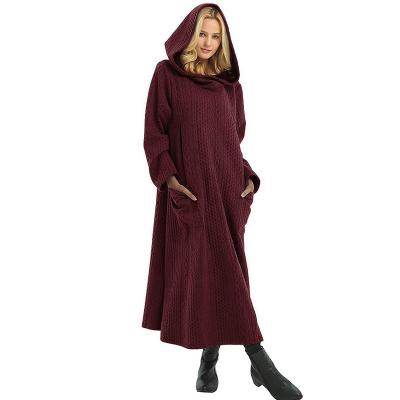 China Modest Muslimah Styling New Autumn Winter Morocco Border Twist Knitting Hooded Loose Big Dress for sale