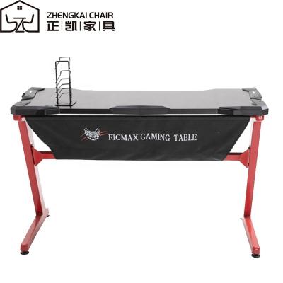 China 2019 Eco-friendly Hot Selling Office Furniture Z Shaped Game Table Computer Desk With LED Light For PC Gamer for sale