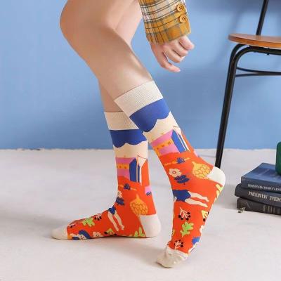 China Wholesale Custom Crazied Funny Colorful Cool Mens Fashion Dress Cotton QUICK DRY Socks Crew Happiness Socks For Men for sale