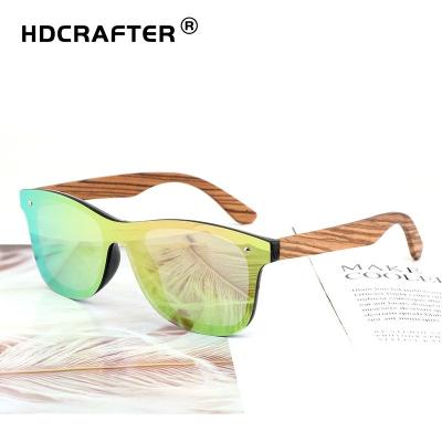 China Fashion Sunglasses HDCRAFTER Classic One Piece Colorful Wooden Lens Zebra Sunglasses uv400 Driving Eyewear Customize Logo Eyewear CE for sale