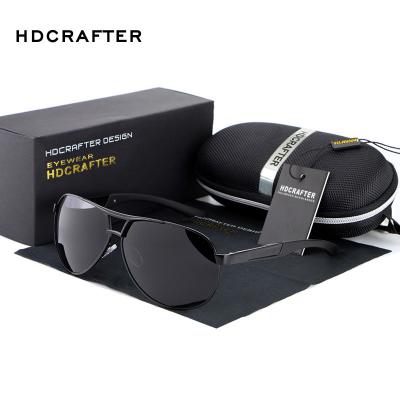 China HDCRAFTER HOT Classic Metal Pilot Sunglasses Black Polarized UV400 Driving Eyewear Outdoor Mens Pilot Eyeglasses With Spring Hinge CE for sale