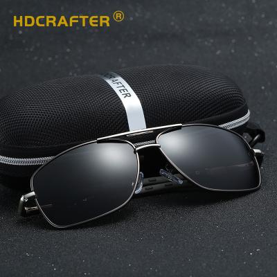 China HOT Classic Metal Pilot HDCRAFTER Sunglasses Black uv400 Polarized Driving Eyewear Outdoor Men Square Eyeglasses Pilot CE for sale