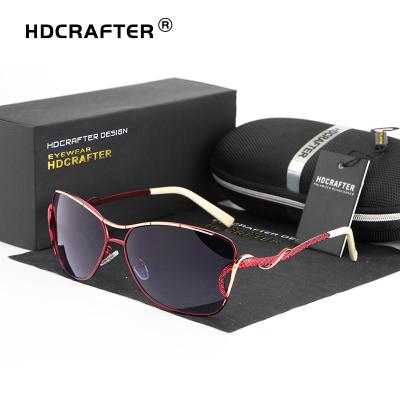 China Fashion Sunglasses HDCRAFTER Brand Designer Trendy Metal Women Sunglasses Fashion uv400 Polarized Ladies Eyewear CE Oversized Glasses Motor for sale