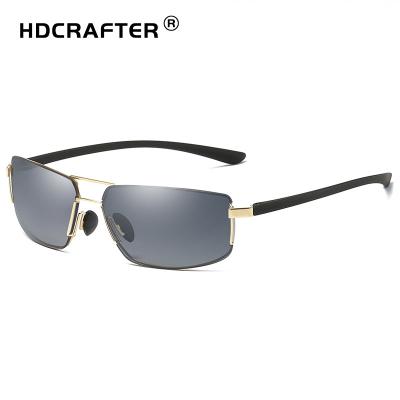 China HDCRAFTER Pilot Classic Alloy+TR90 Square Mens Sunglasses Polarized UV400 Driving Eyewear Outdoor Light Rimless Goggles CE for sale