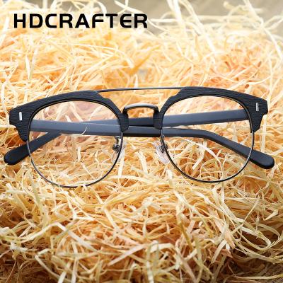 China For Reading Glass Acetate Wood Grain Retro HDCRAFTER Optical Glasses Frame Eyewear Classic Round New Unisex Reading Glasses CE for sale