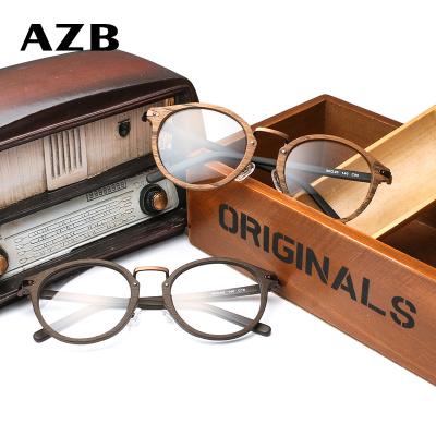 China For Reading Glass Acetate Wood Grain Retro HDCRAFTER Optical Glasses Frame Eyewear Classic Round New Unisex Reading Glasses CE for sale