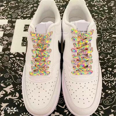 China 1 Pair Watercolor Print Pattern Flat Laces Canvas Sneakers High Top Basketball Shoe Laces Women Men Shoes Strings for sale