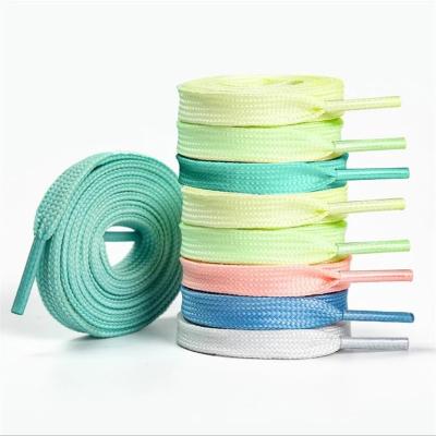 China 1 Pair Luminous Flat Shoe Laces Athletic Sports Canvas Shoe Laces Glow In The Dark Night Color Fluorescent Lace for sale