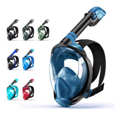 China Raincoat ; Food Grade Rotatable Silicone 360 ​​Degree Snorkle Mask Fog Diving Seaview Anti Snorkel Full Face 180 Degree Diving Mask With Detachable Camera Mount for sale