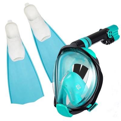 China Raincoat ; Hot Selling Adult Kids 360 Degree Rotatable Snorkle Mask 180 Degree View Full Face Snorkeling Diving Mask With TPR PP Swimming Fins Sets for sale