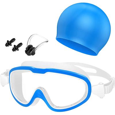 China Anti-fog ; UV protection; Hot Selling Swimming Caps Swimming Caps Goggles Cheap Sports Price Silicone Waterproof Hat Swimming Set for sale