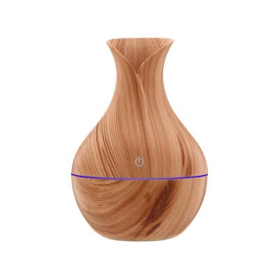 China Household Aromacare Vase Style Design Wood Grain Aroma Diffuser 130ml Essential Oil Diffuser for sale